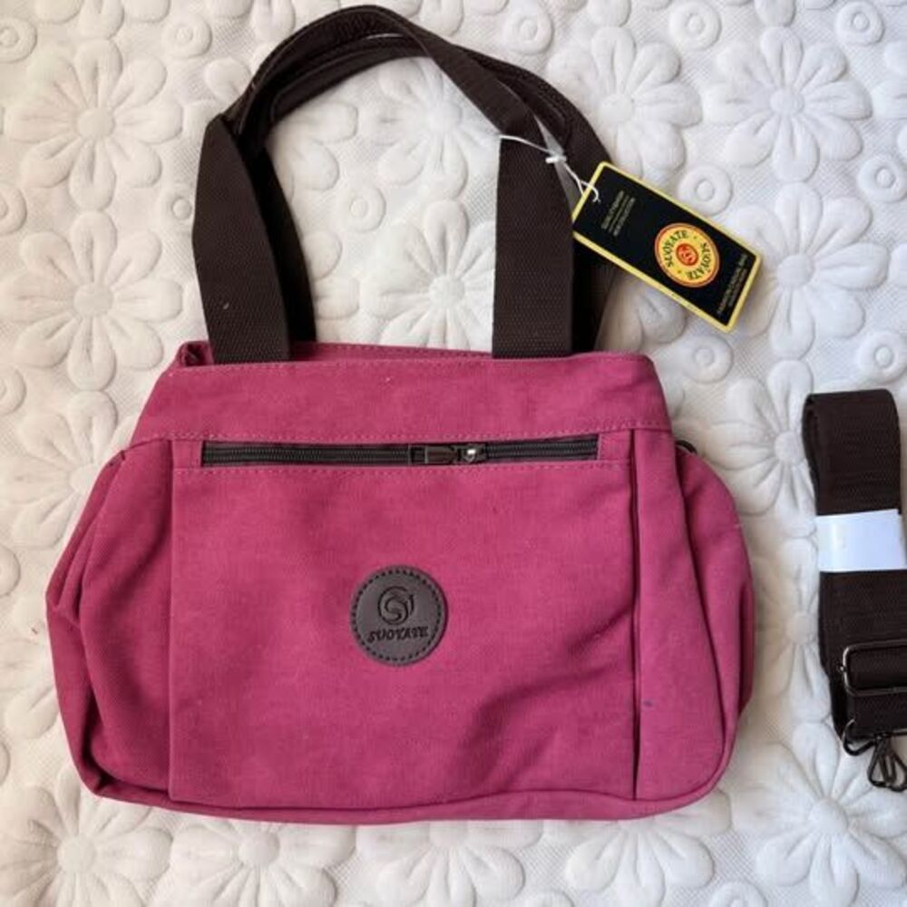 Hobo Handbags Canvas Crossbody Bags for Women Multi Compartment, Triple Zip Pock